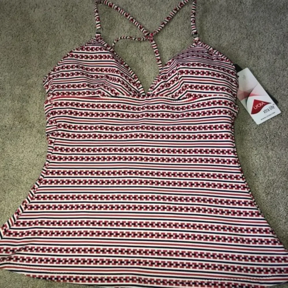 Athleta Women's‎ XS Tankini Top Red white Blue NWT